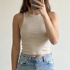 Zara Women's Teen Beige Ribbed Tank Top
